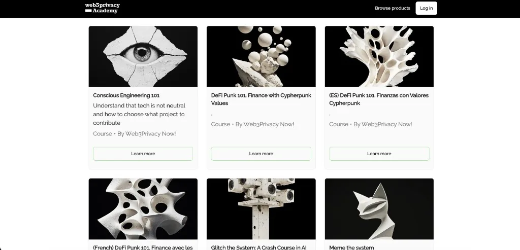 Web3Privacy Academy course catalog